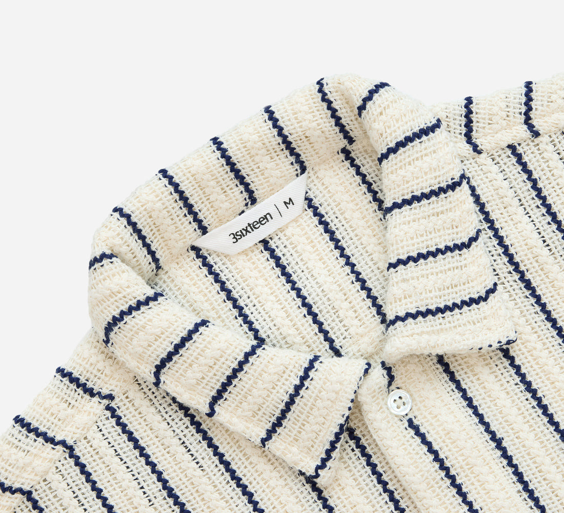 Short Sleeve Workshirt - Striped Mesh Knit - 3
