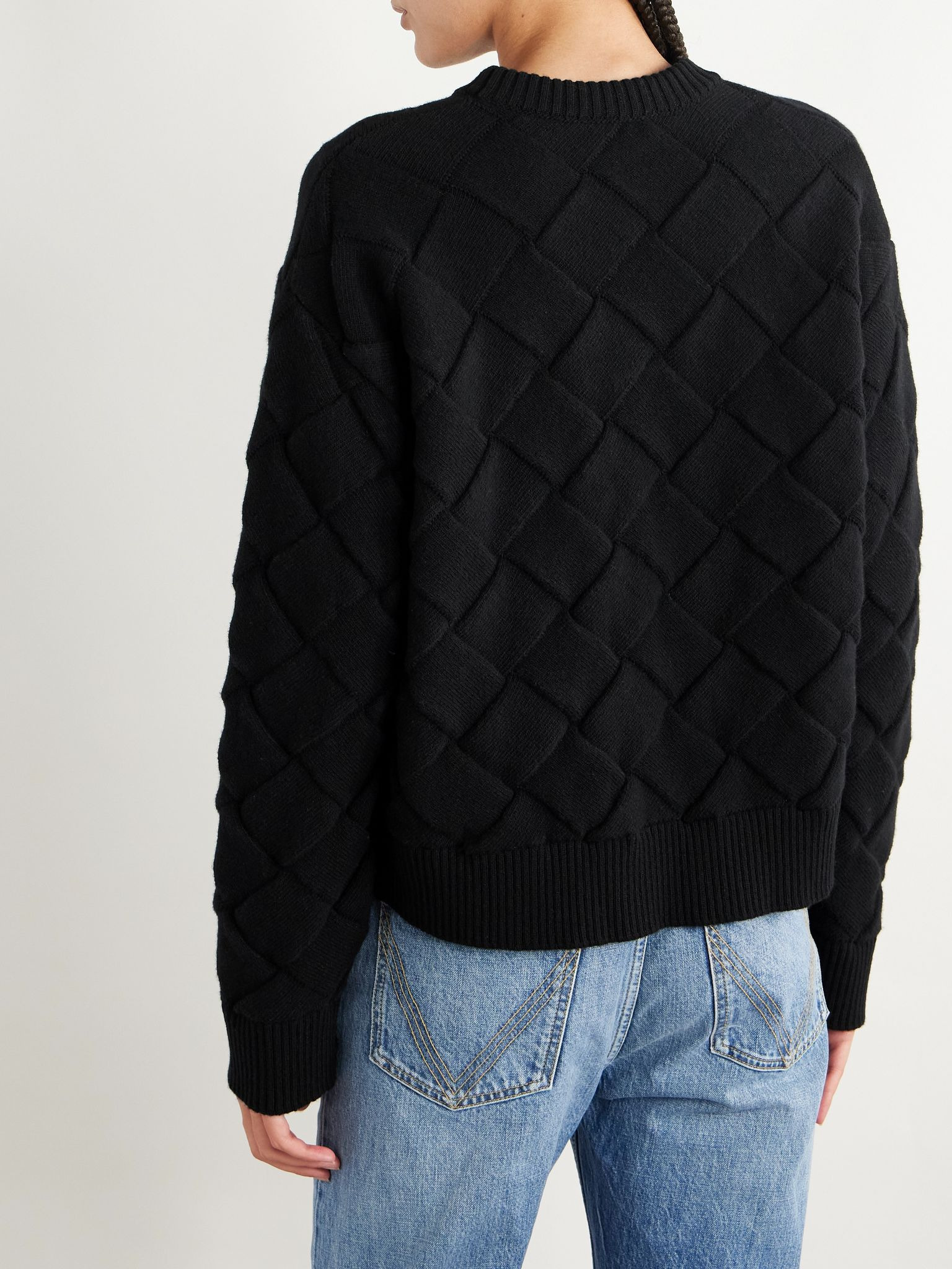 Intrecciato wool-blend sweater Black - 3