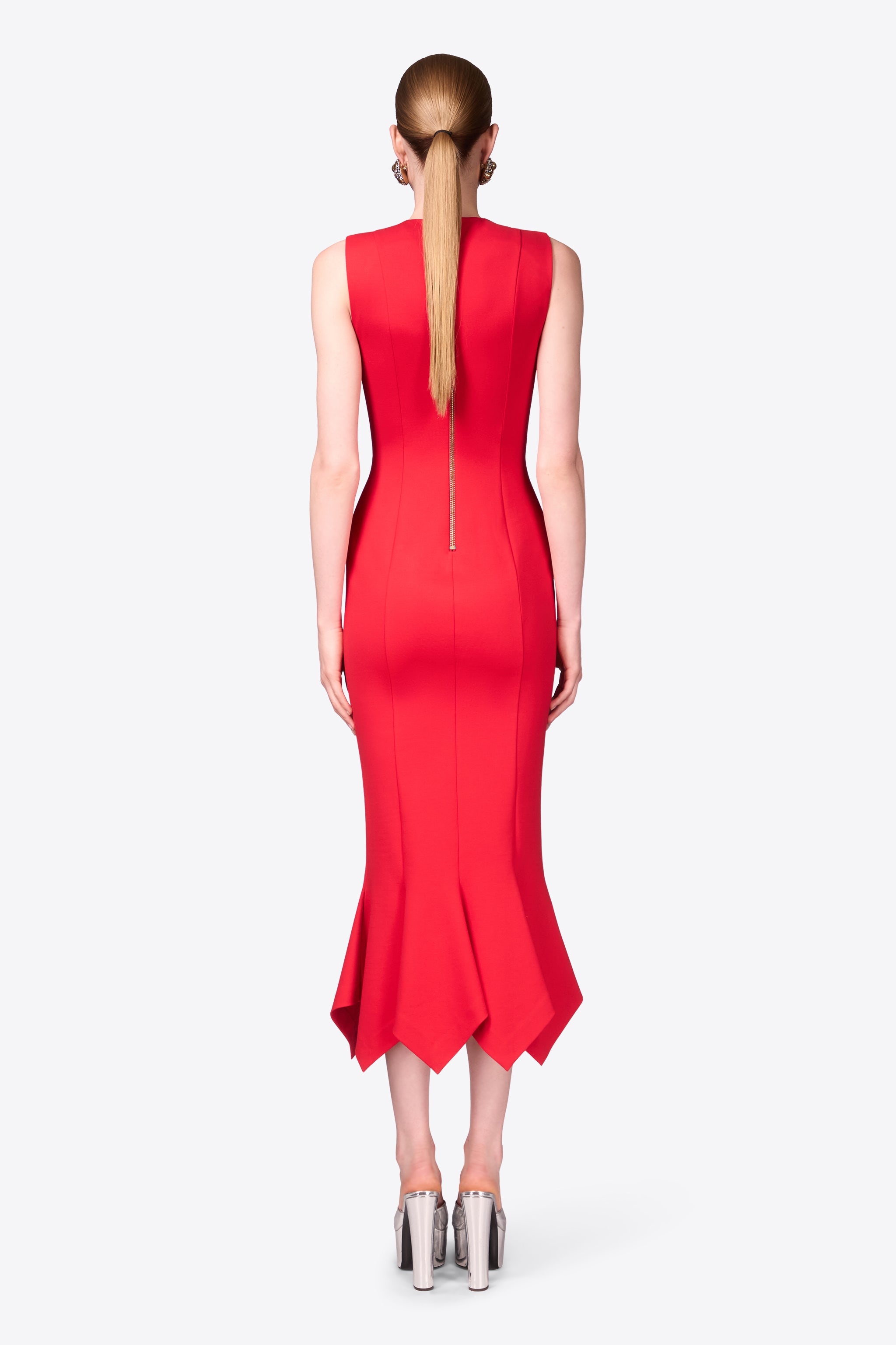 HANDKERCHIEF ZIPPER MIDI DRESS - 5
