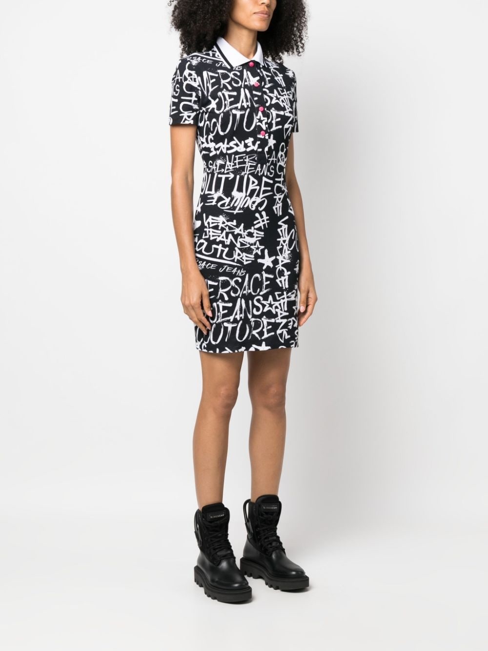 logo-print polo minidress - 3