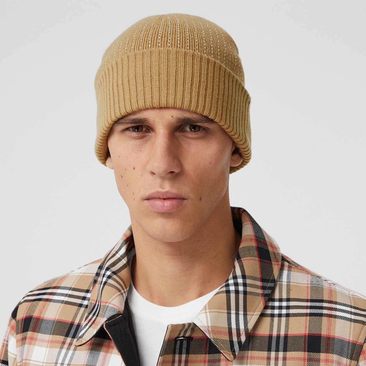 Crystal Pinstriped Merino Wool Beanie - 4