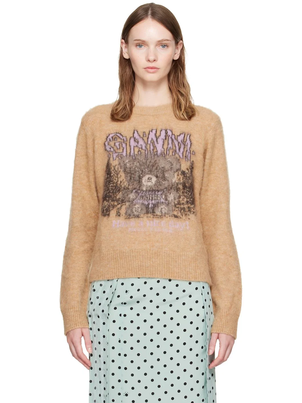 Beige Brushed Alpaca Forest Teddy Sweater - 1
