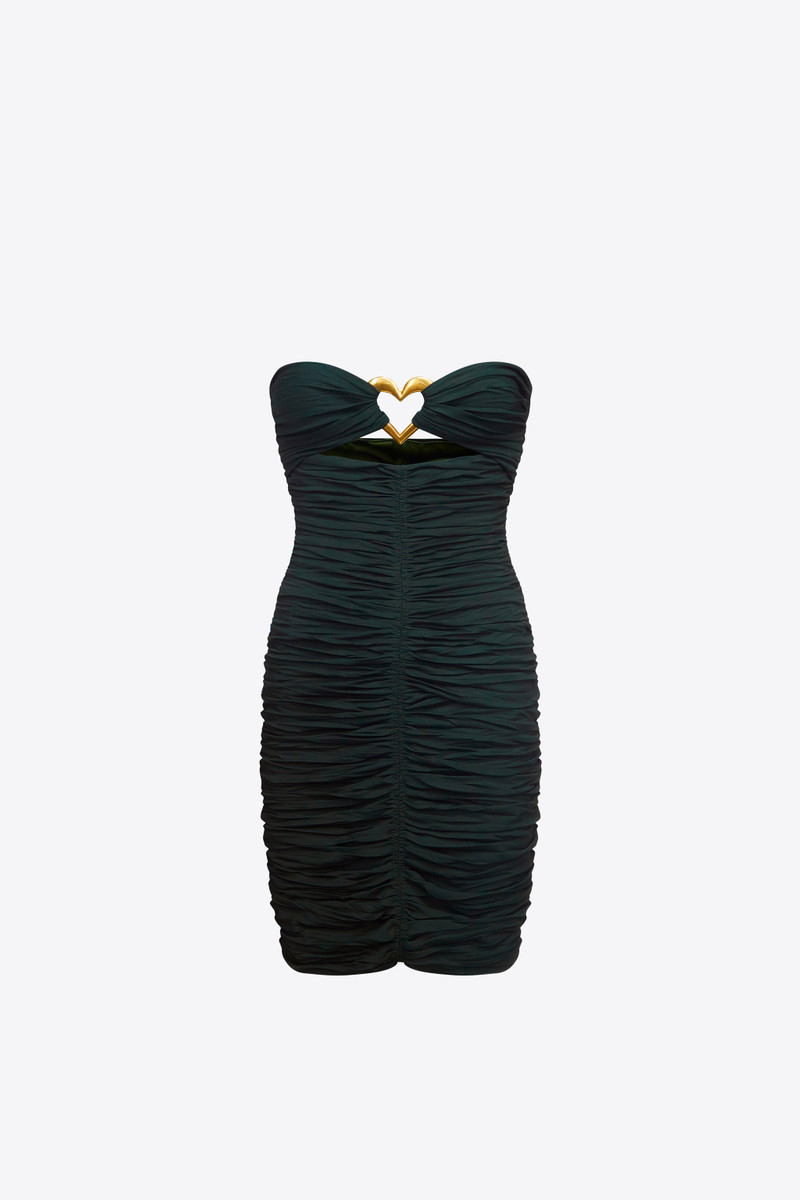 HEART RUCHED STRAPLESS MINI DRESS - 1