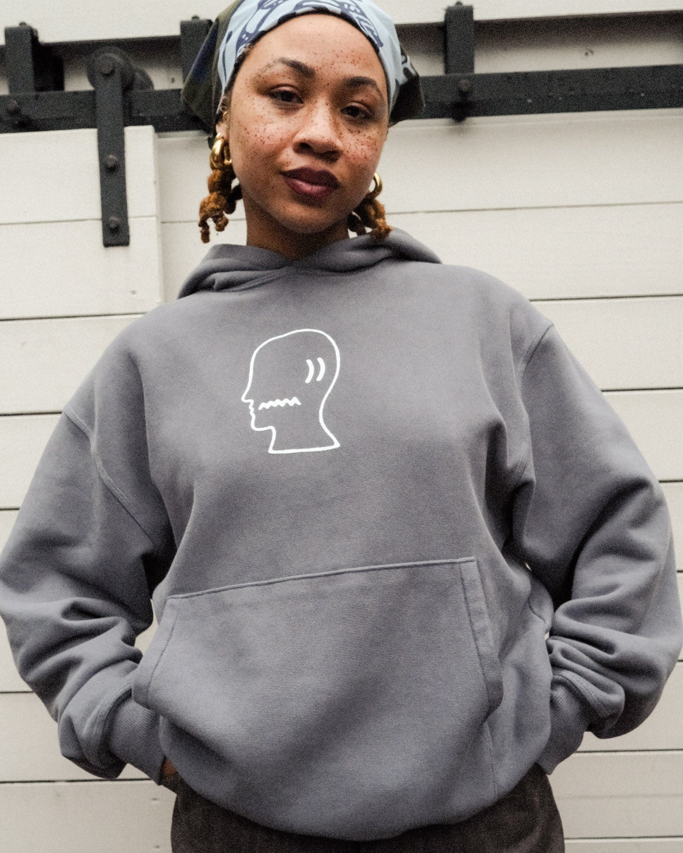 Brain Dead Logohead Hoodie - Slate - 4