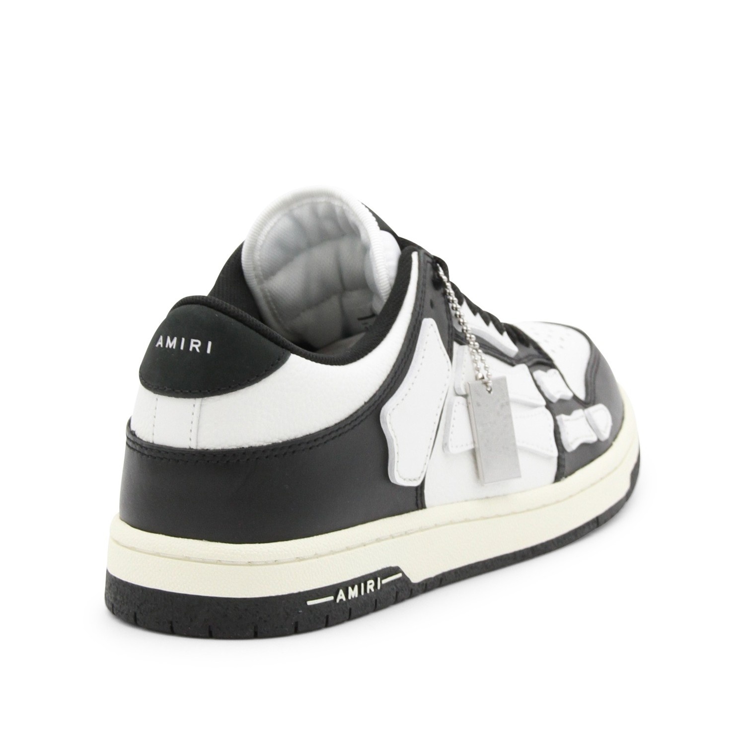 BLACK AND WHITE LEATHER SKEL SNEAKERS - 3