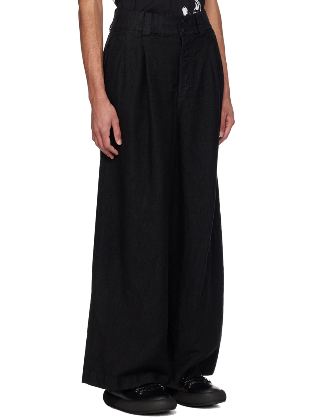 Black Garment-Dyed Trousers - 2