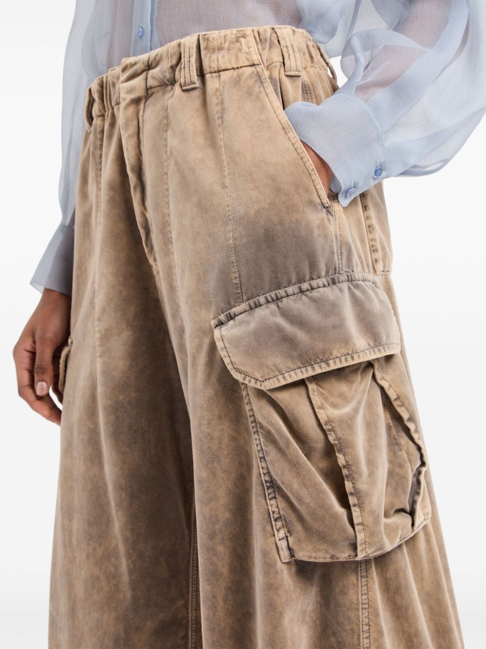 belted cotton cargo trousers - 4