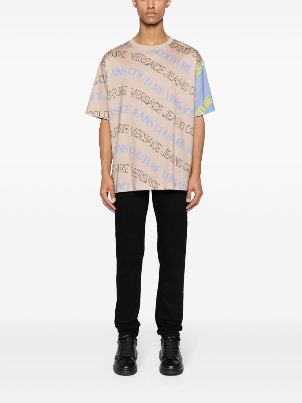 logo-print colour-block T-shirt - 2