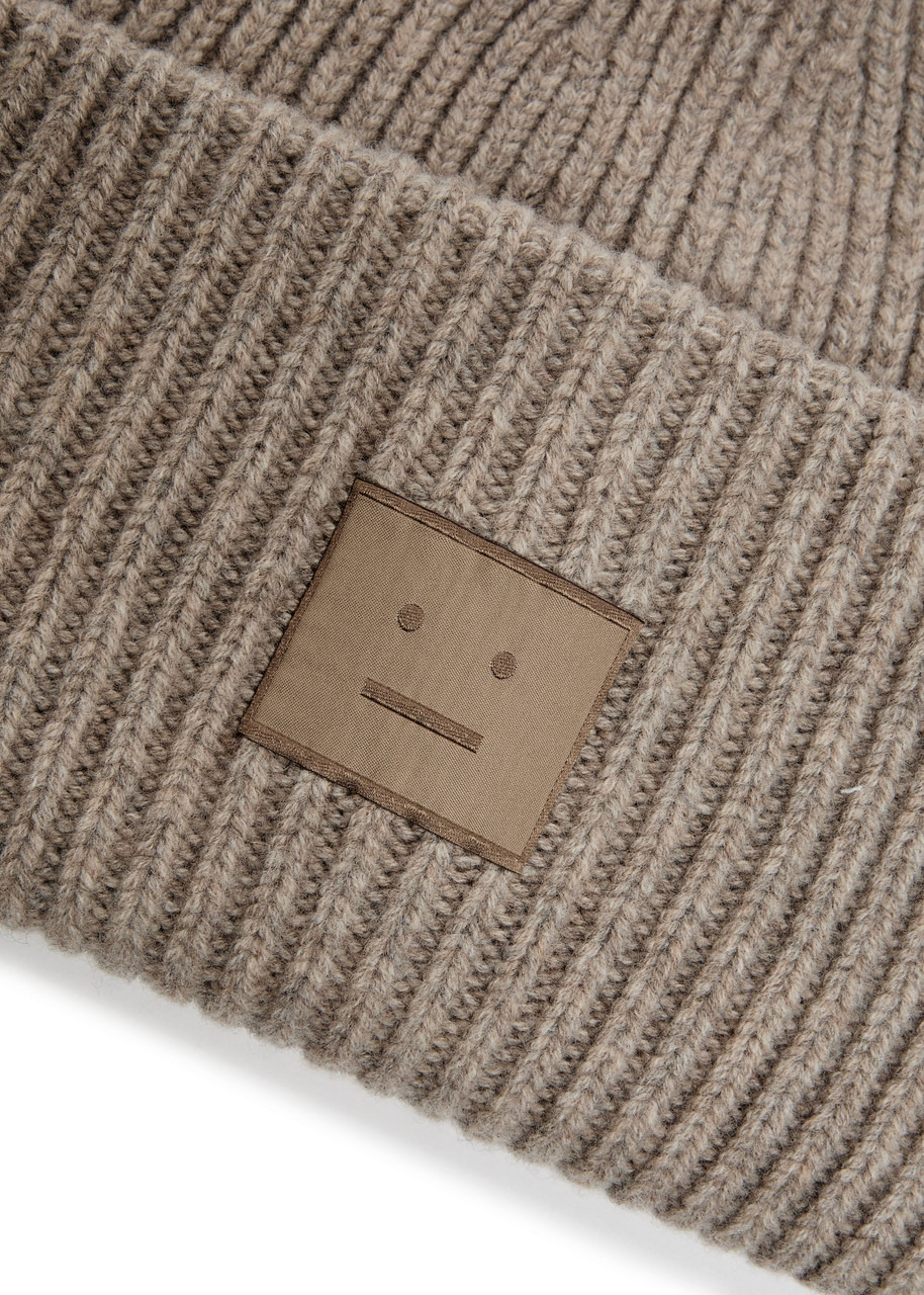 Acne Studios Pansy Face Ribbed Wool-blend Beanie - 3