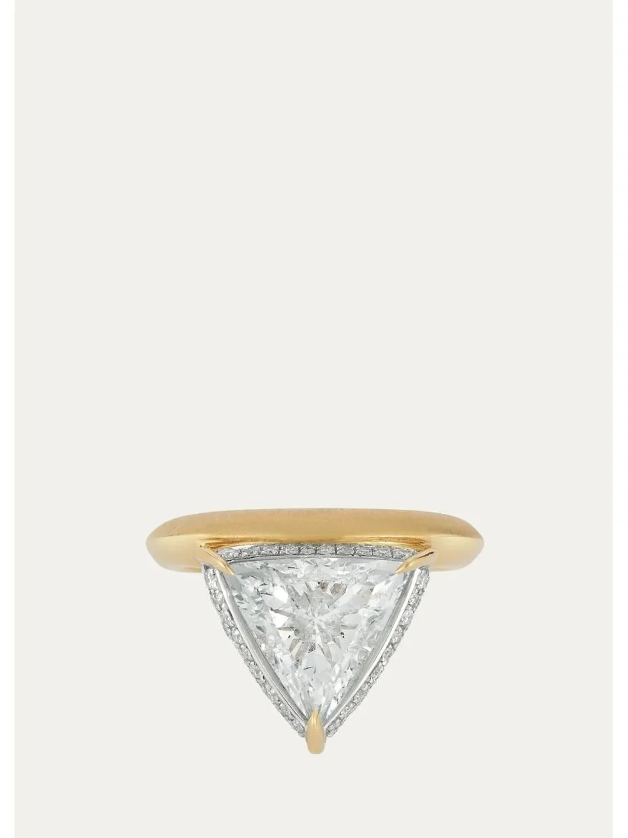 One-of-a-Kind Hanging Scarlett Ring with Trillion Diamond and Pave - 1
