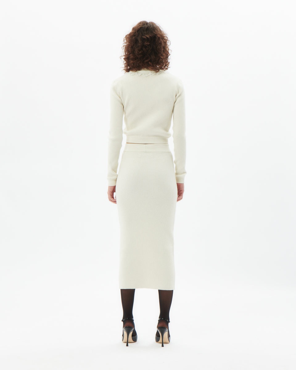 WOOL BLEND KNITTED MIDI SKIRT - 5