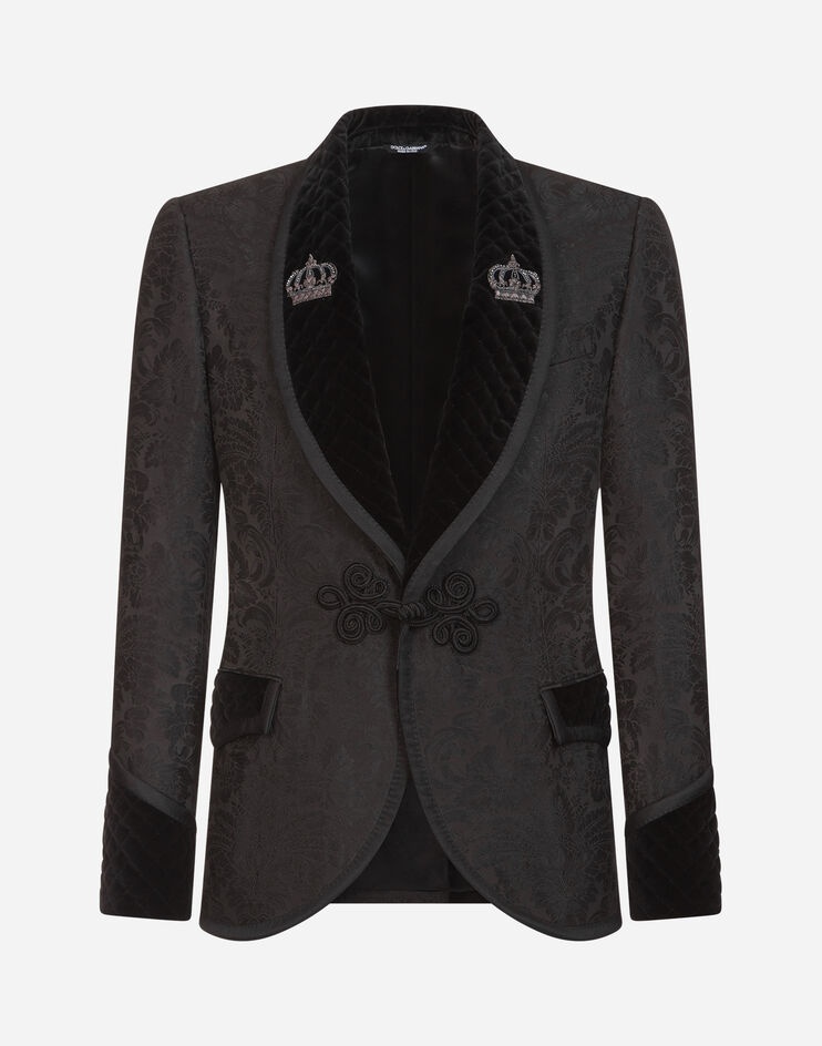 Jacquard tuxedo smoking jacket with patch - 3