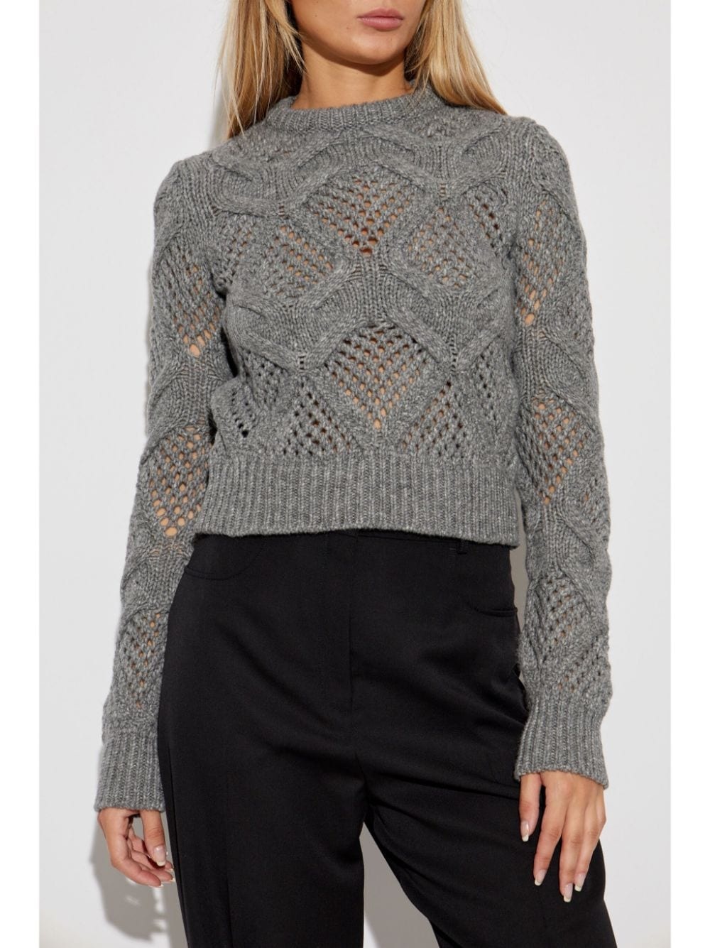 open-knit long-sleeve jumper - 3