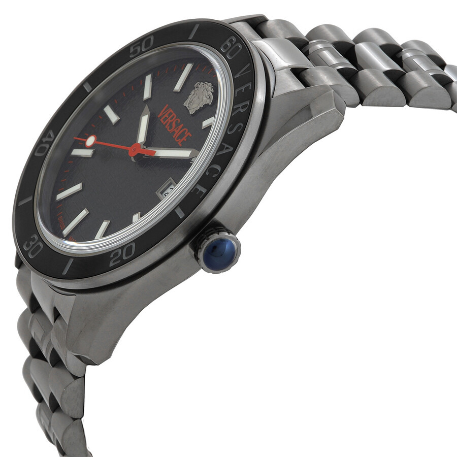 Versace V-Dome Quartz Black Guilloche Dial Men's Watch VE8E00724 - 2