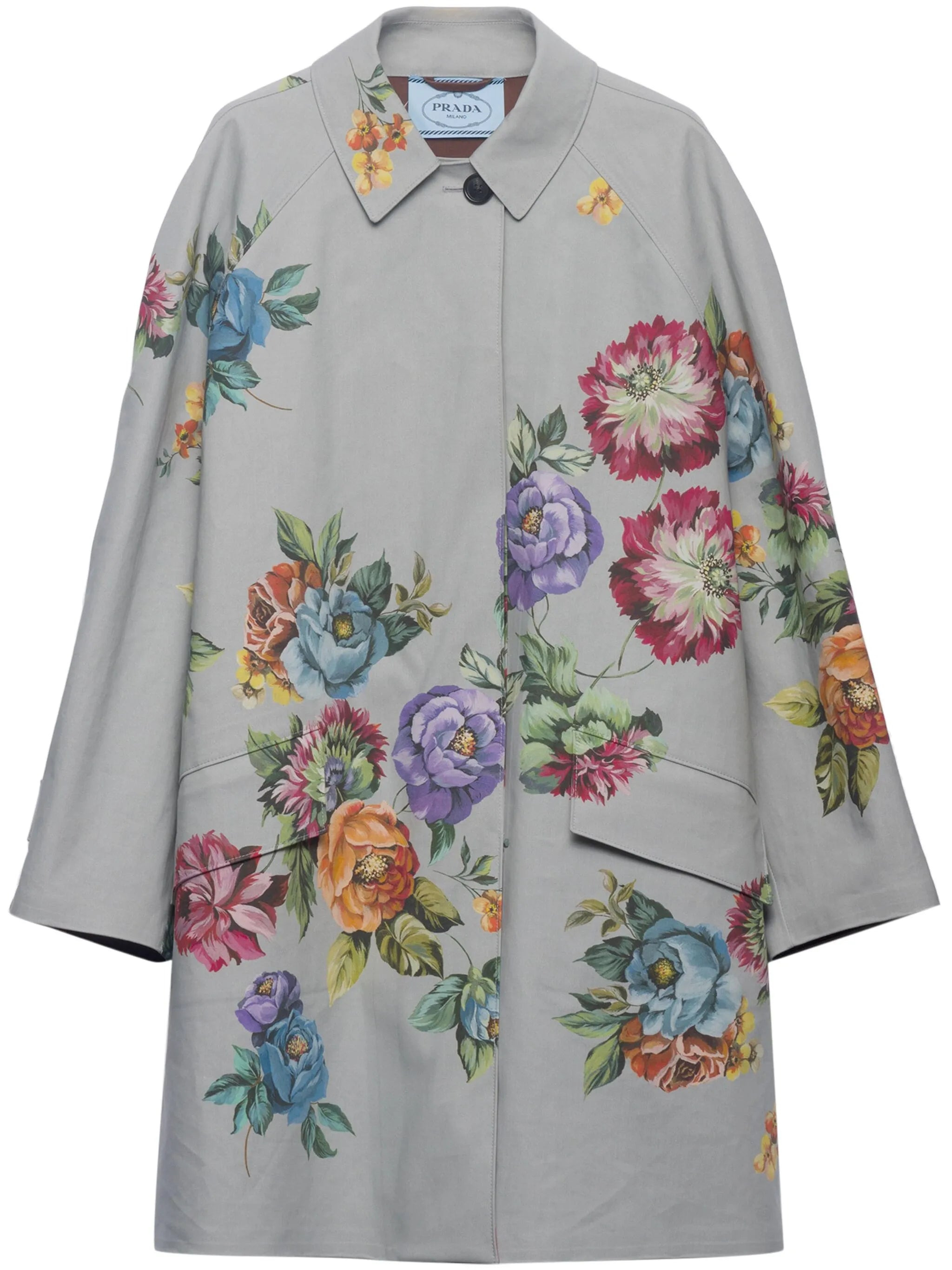 floral-print single-breasted coat - 1
