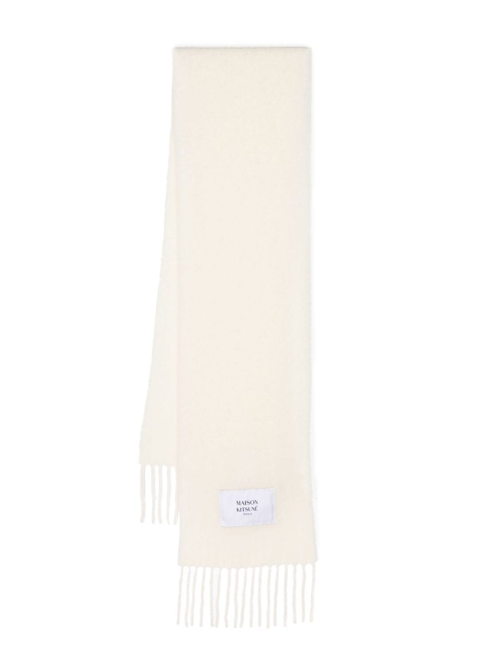 logo-patch fringed scarf - 1