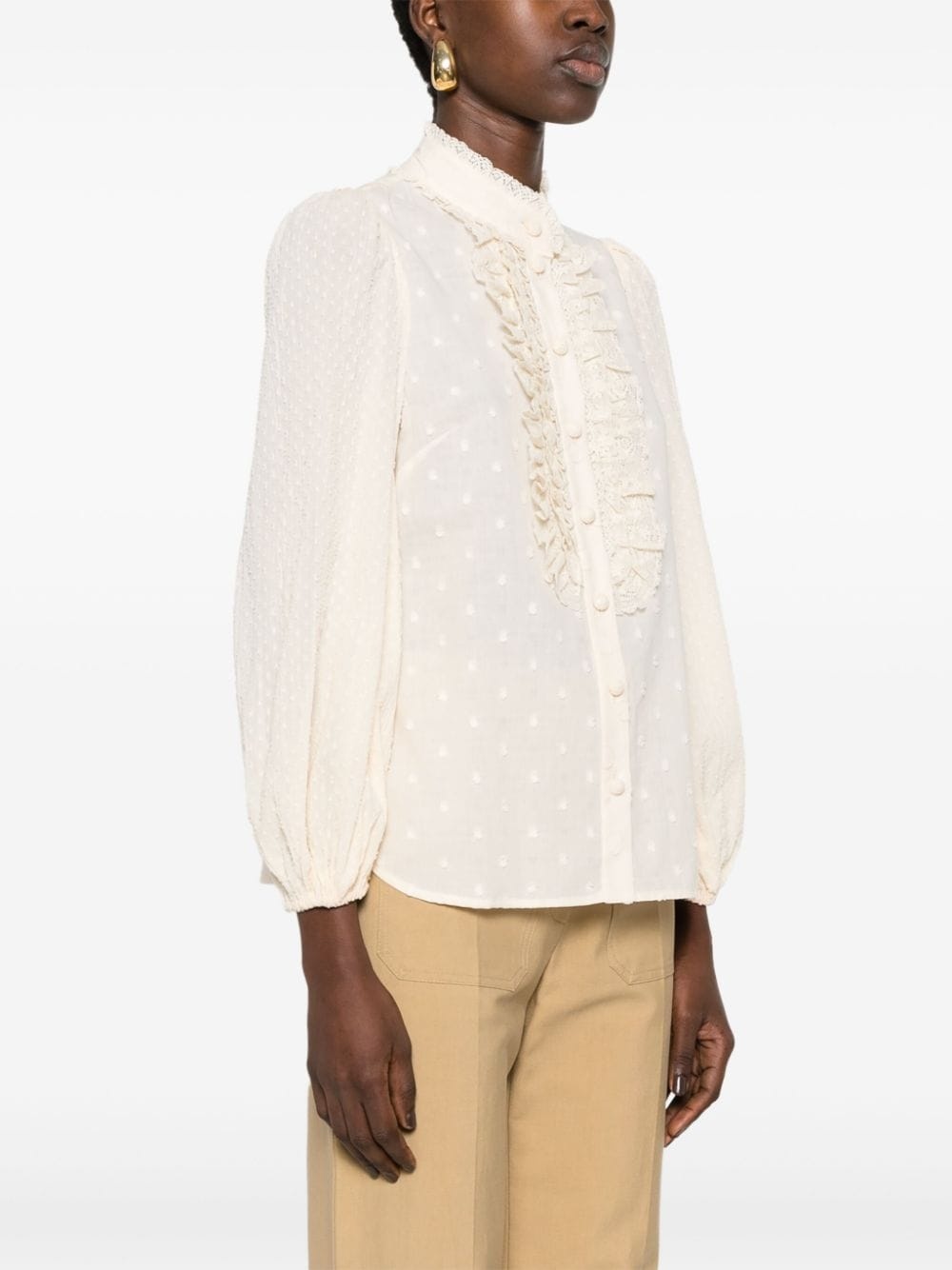 ruffle-detail cotton top - 3