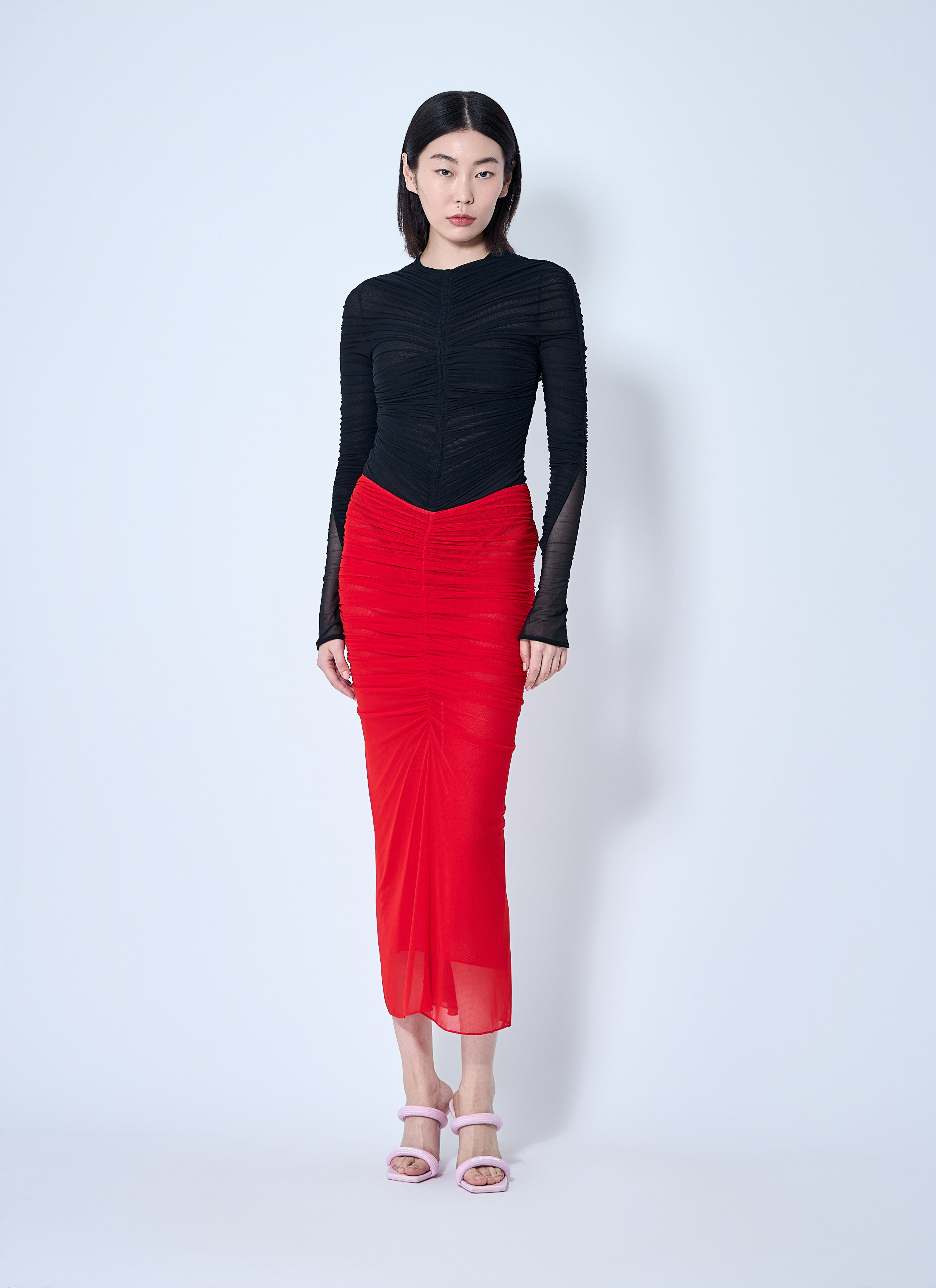 Ruched Mesh Bodysuit - 2