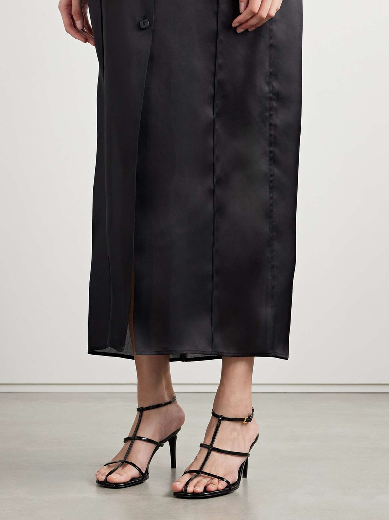KHAITE Cage patent-leather sandals Black outlook