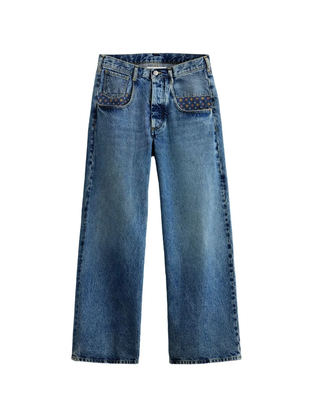 paisley-panelled straight-leg jeans - 1