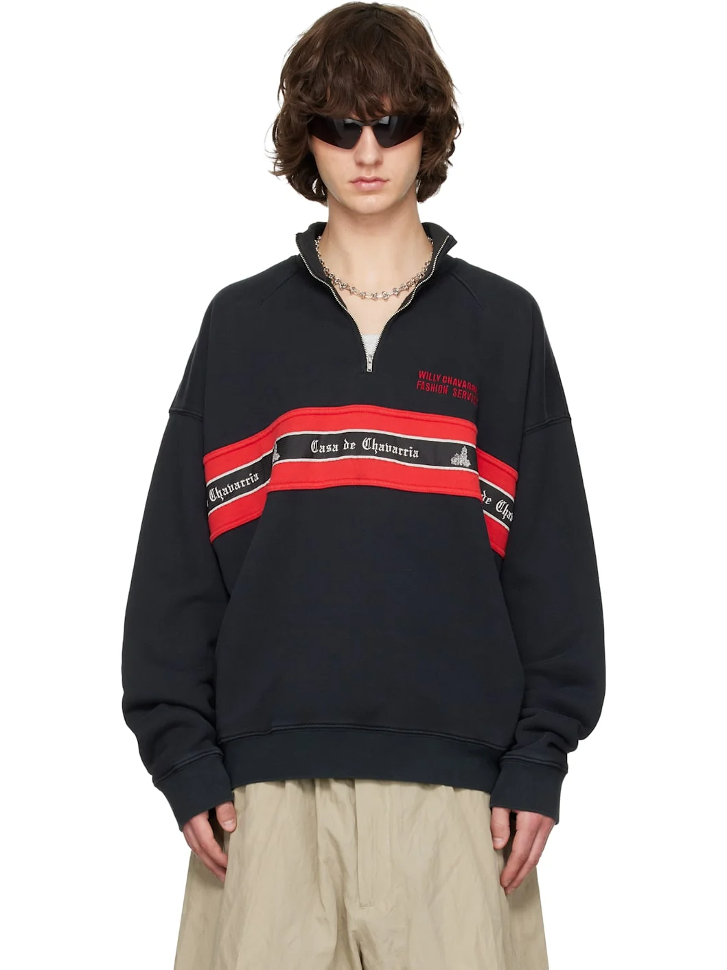 Black 'Casa de Chavarria' Gilroy Mock Neck Sweatshirt - 1
