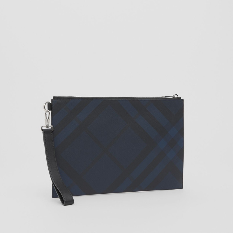 London Check and Leather Zip Pouch 9