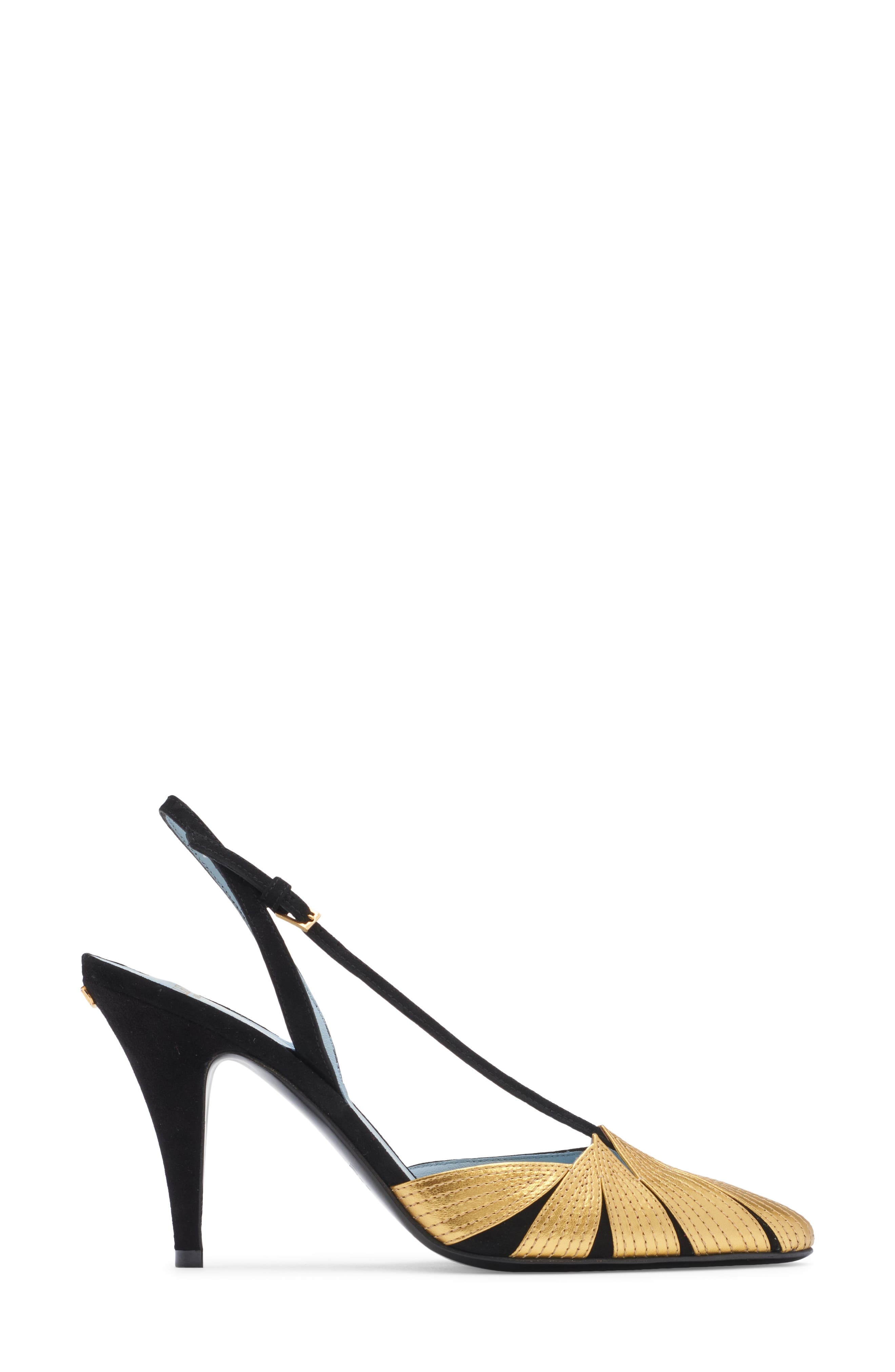 Valentino Garavani Foliage Slingback Pump in Dql Nero/Old Gold at Nordstrom - 3