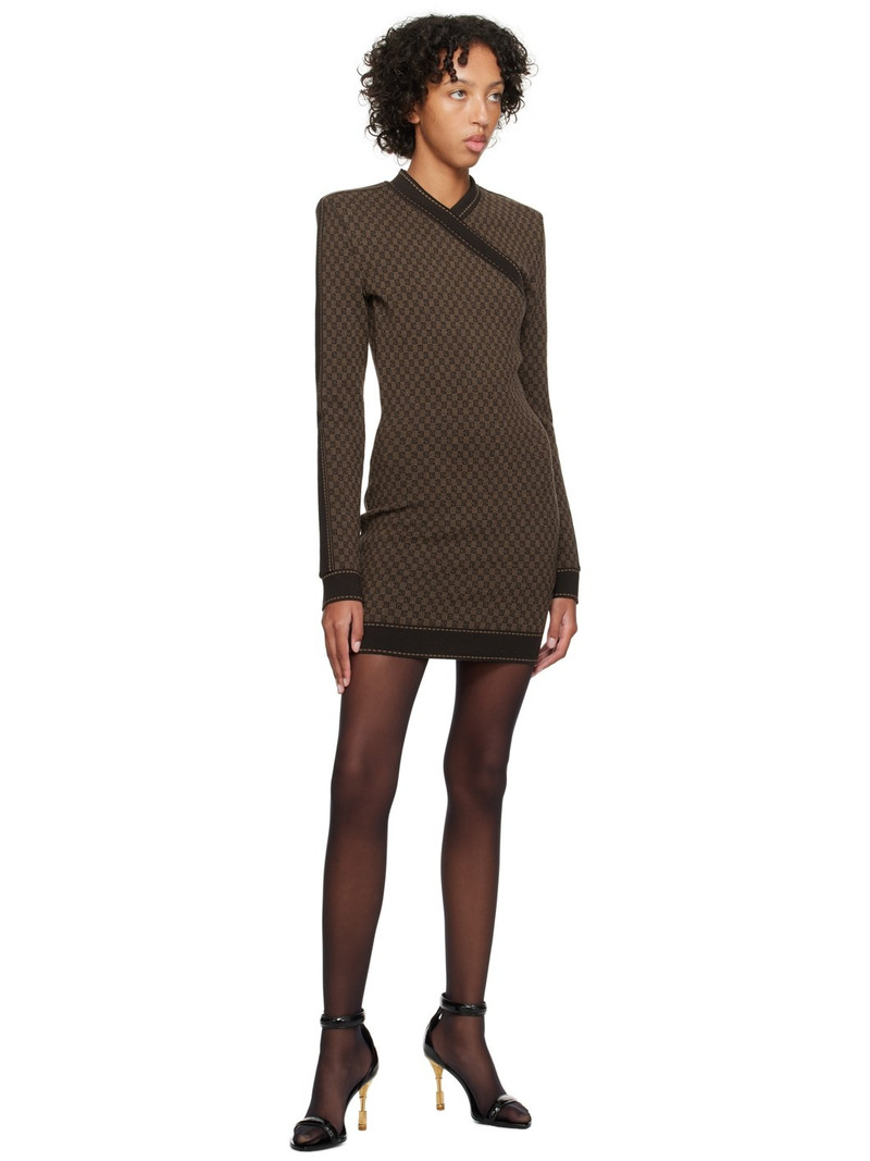Balmain Brown Mini Monogram Minidress outlook