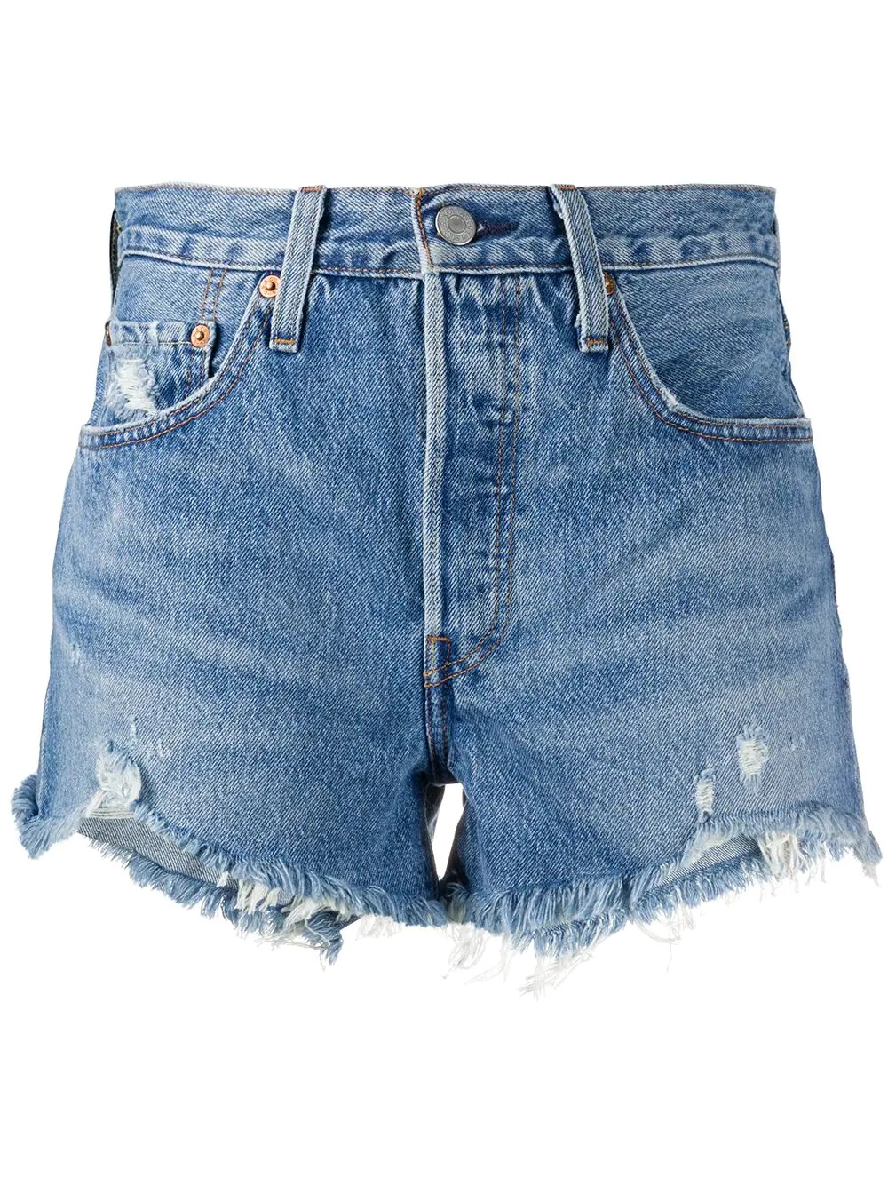 distressed jean shorts - 1