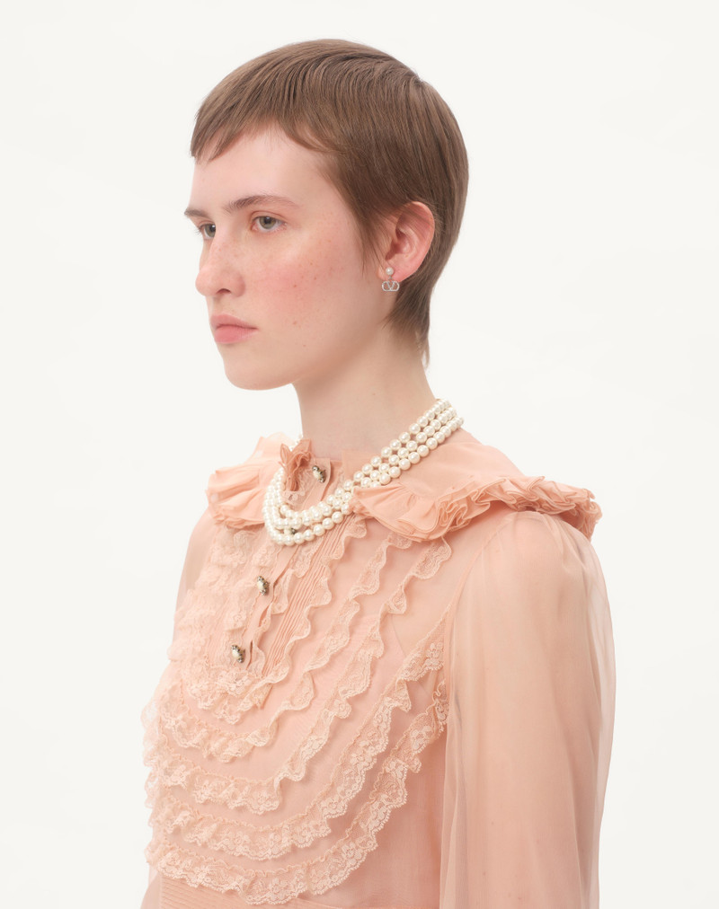 Valentino VLOGO SIGNATURE EARRINGS IN METAL, PEARL AND SWAROVSKI® CRYSTALS outlook