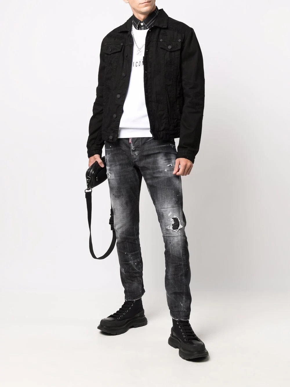 faded distressed slim-fit jeans - 2