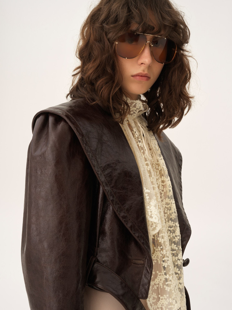 CROPPED FITTED JACKET IN LEATHER 7