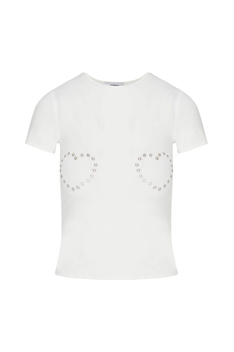 miaou MINI TEE - WHITE GROMMET HEART outlook