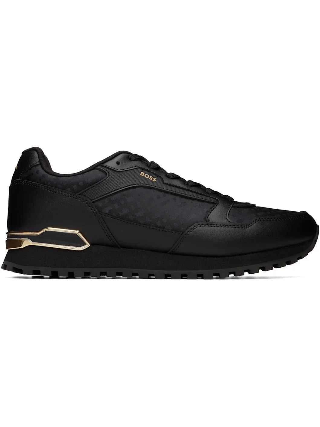 Black Leather & Canvas Sneakers - 1