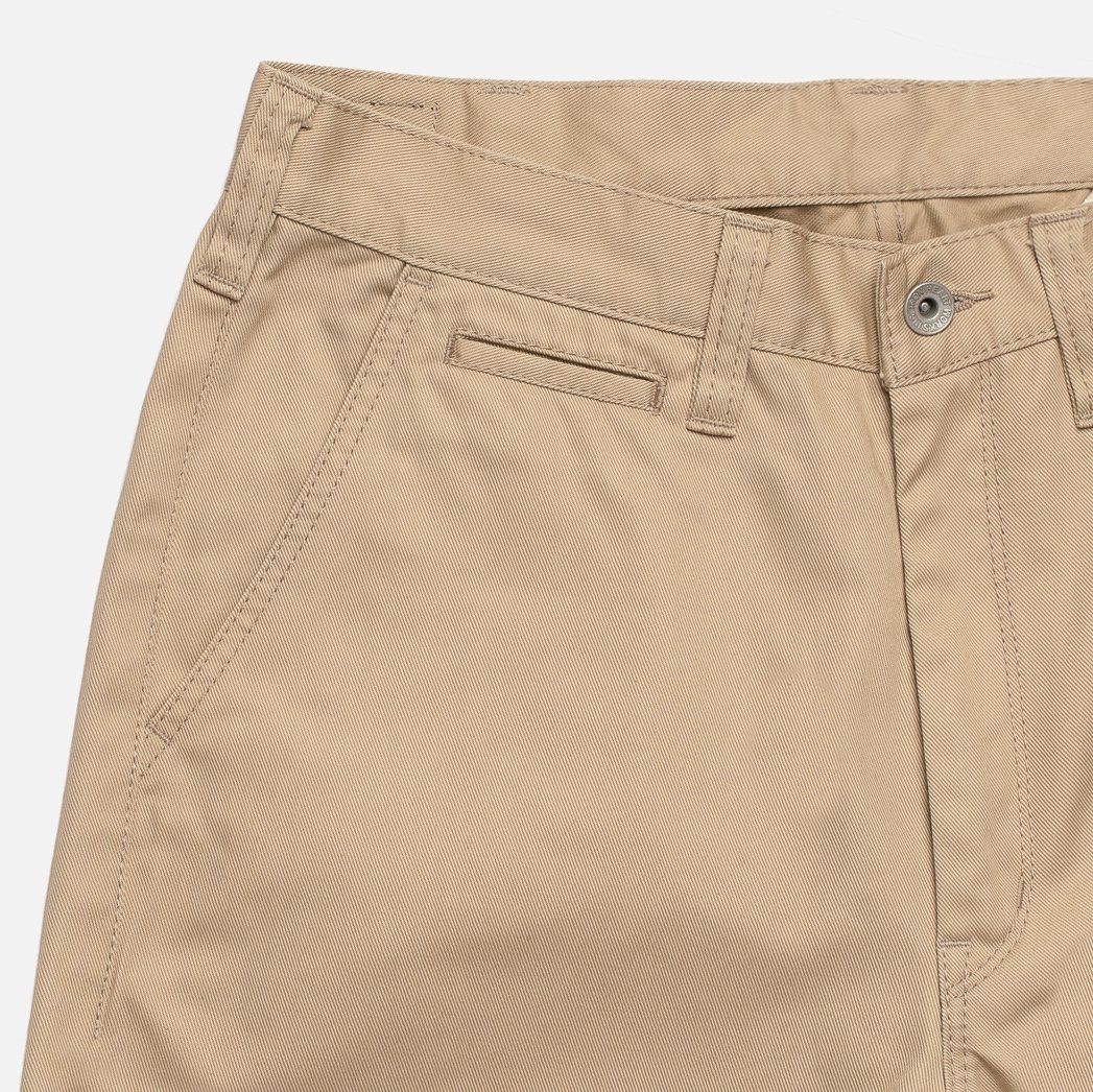 IH-727-KHA 9oz Mercerised Selvedge Cotton Medium/High Rise Tapered Chinos - Khaki - 5