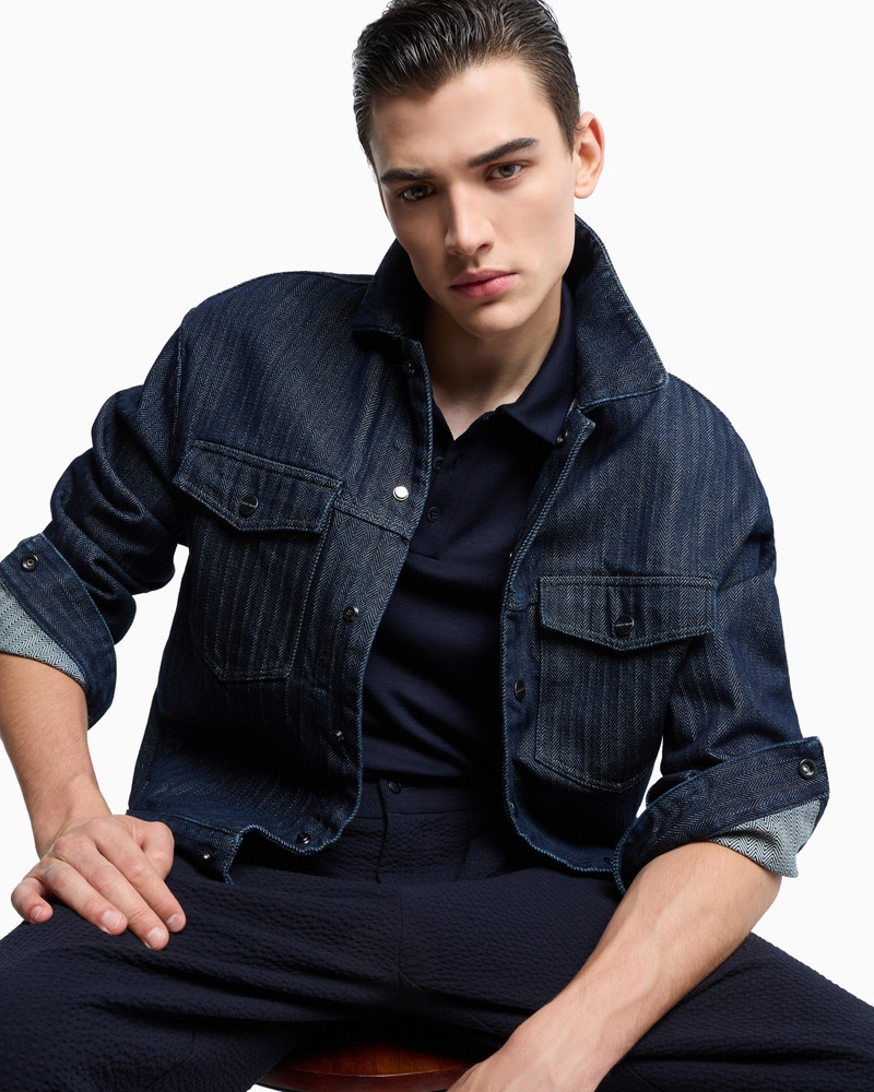 Short-sleeved polo shirt in virgin-wool interlock 6