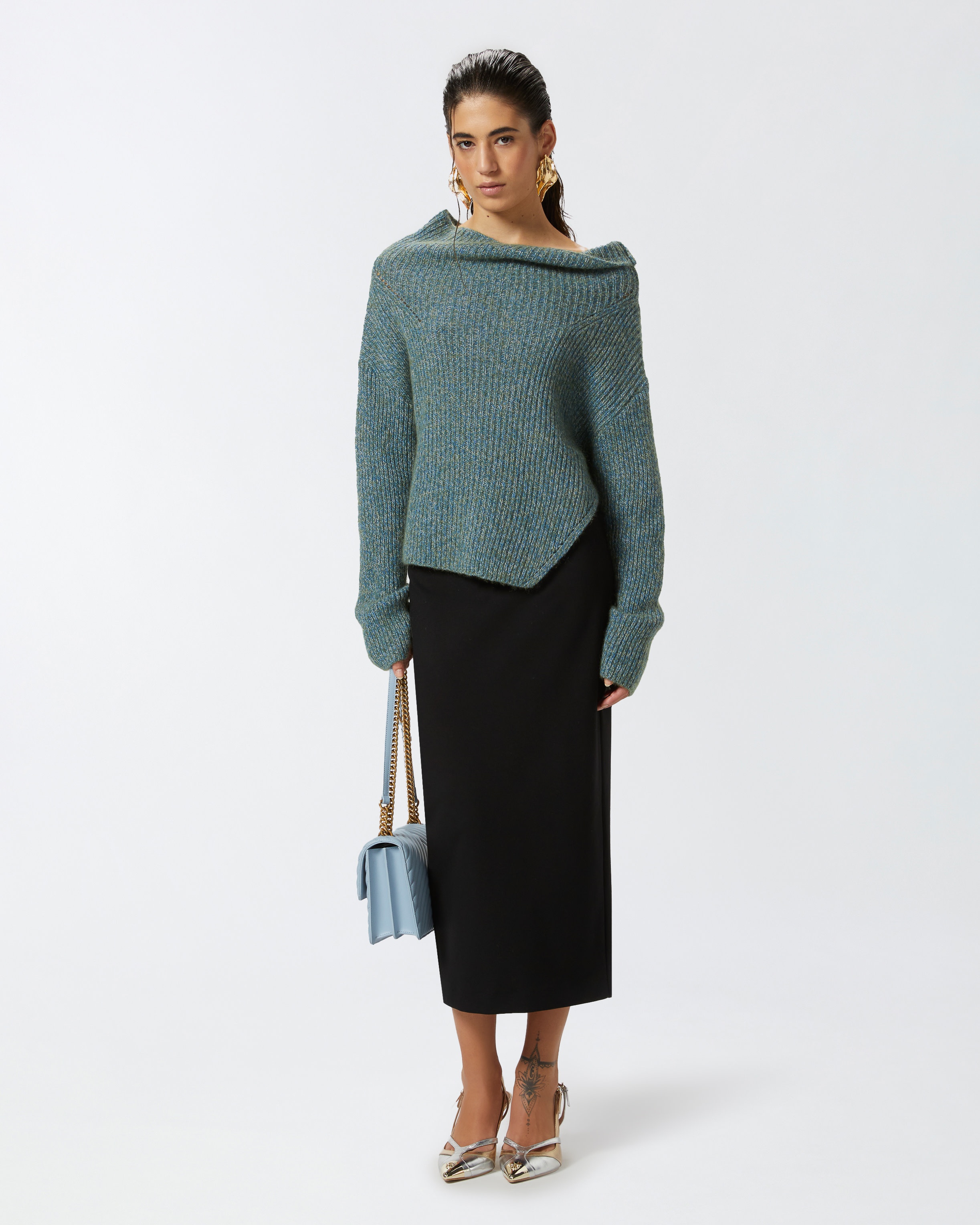 MULTICOLOURED RIBBED ASYMMETRIC SWEATER - 3