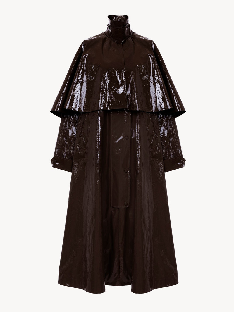 OVERSIZED LONG PARKA IN SHINY COTTON WITH CAPE 1