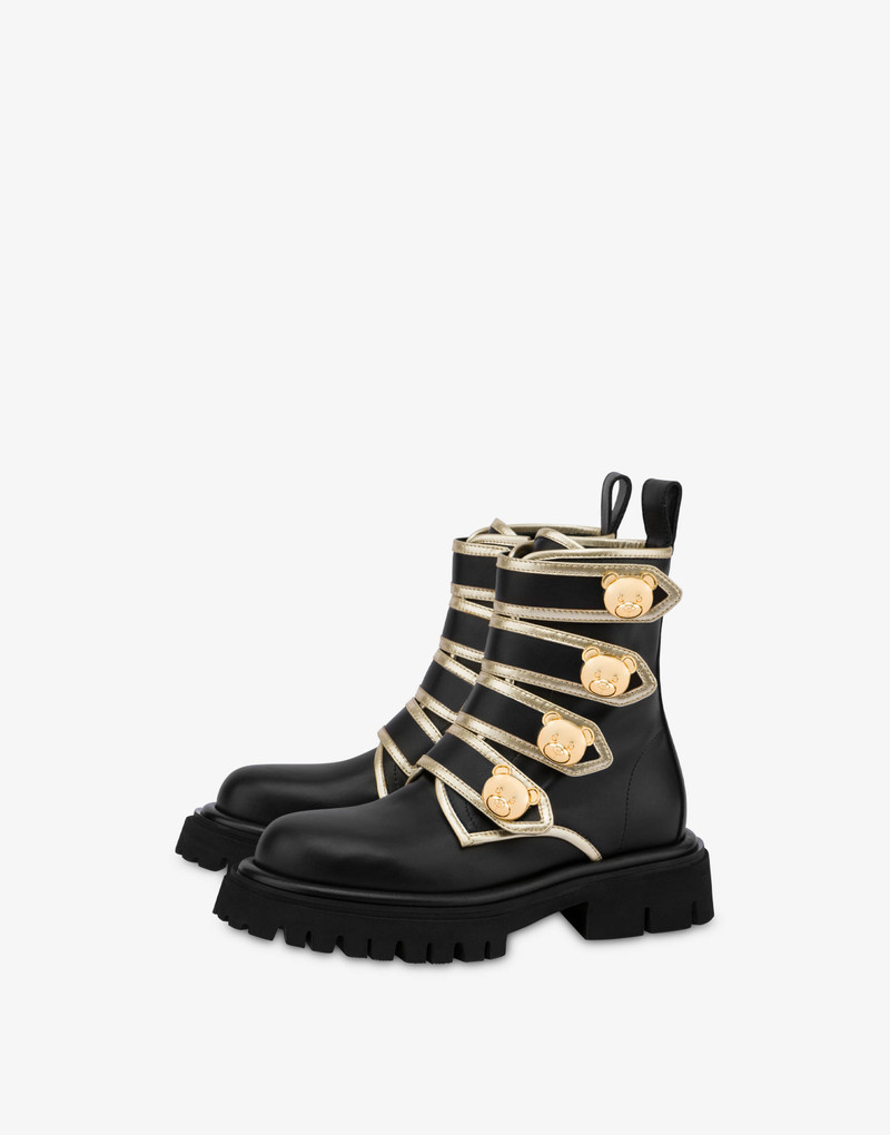 TEDDY BUTTONS CALFSKIN COMBAT BOOTS 1