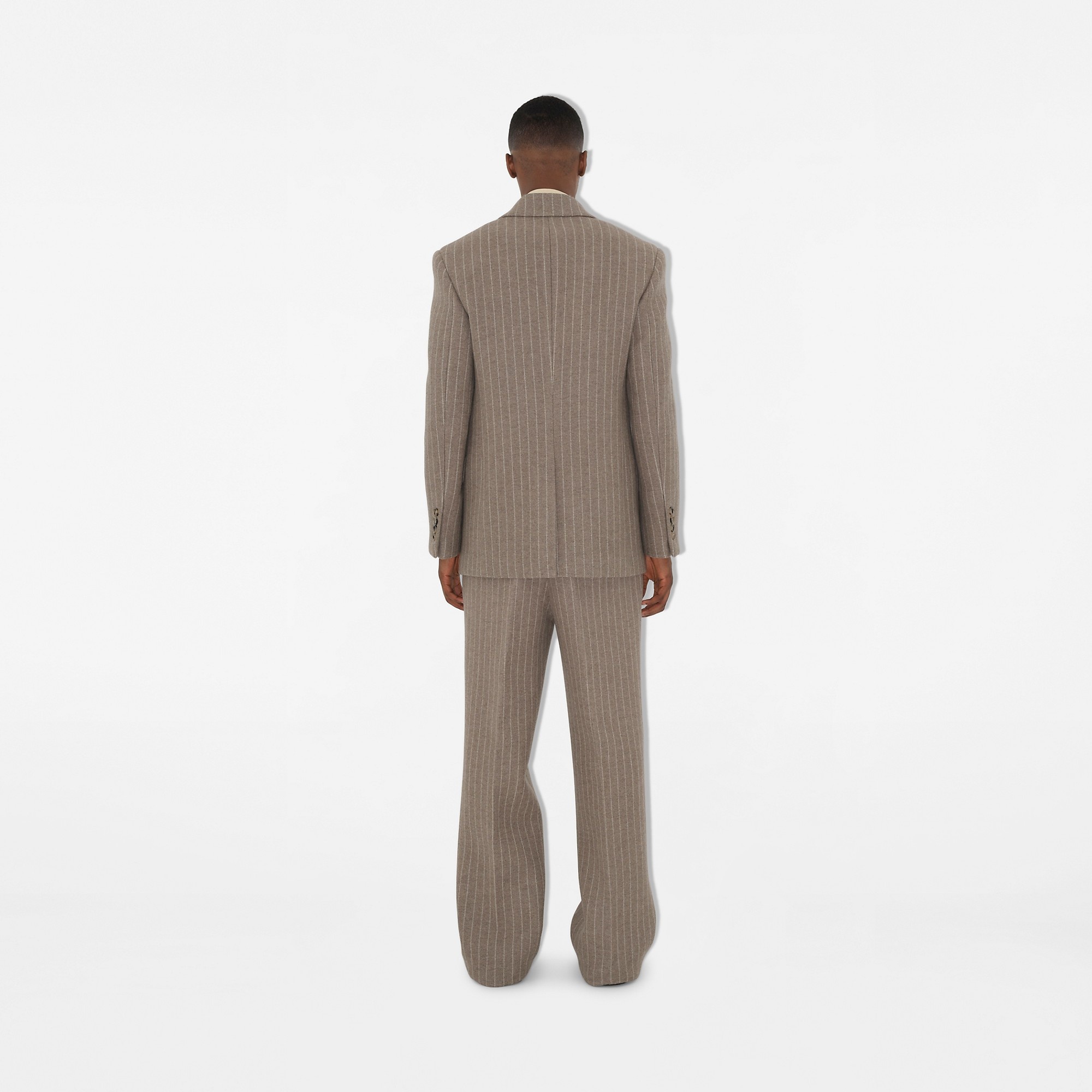 Pinstriped Wool Blend Tailored Trousers - 4