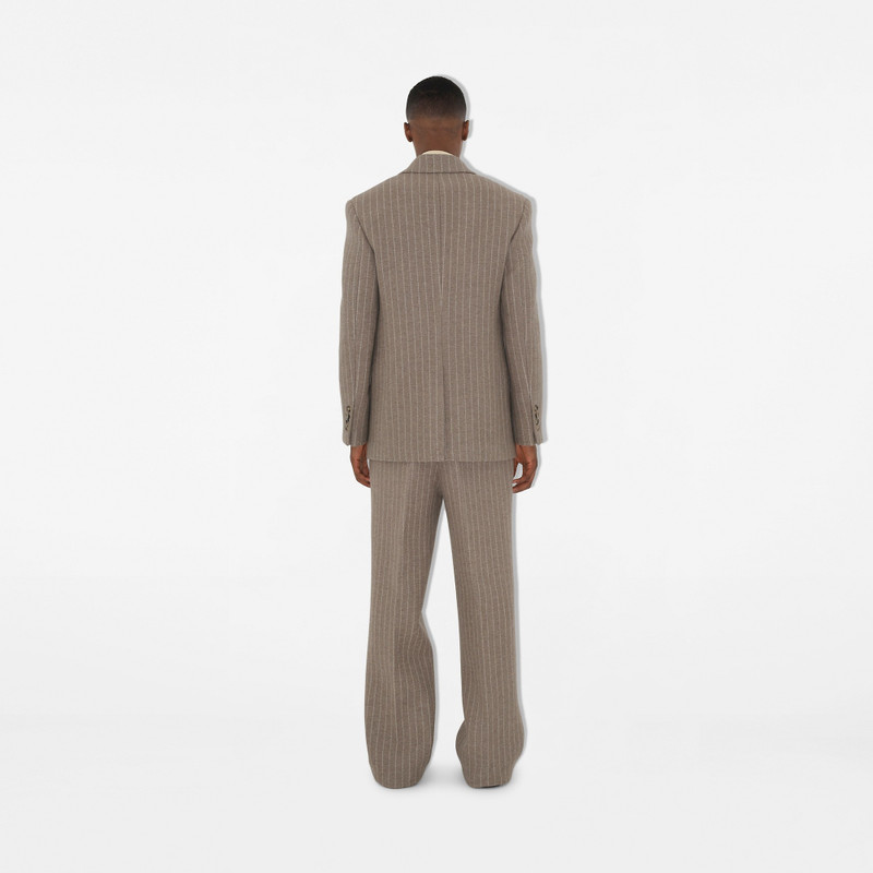 Pinstriped Wool Blend Tailored Trousers 4