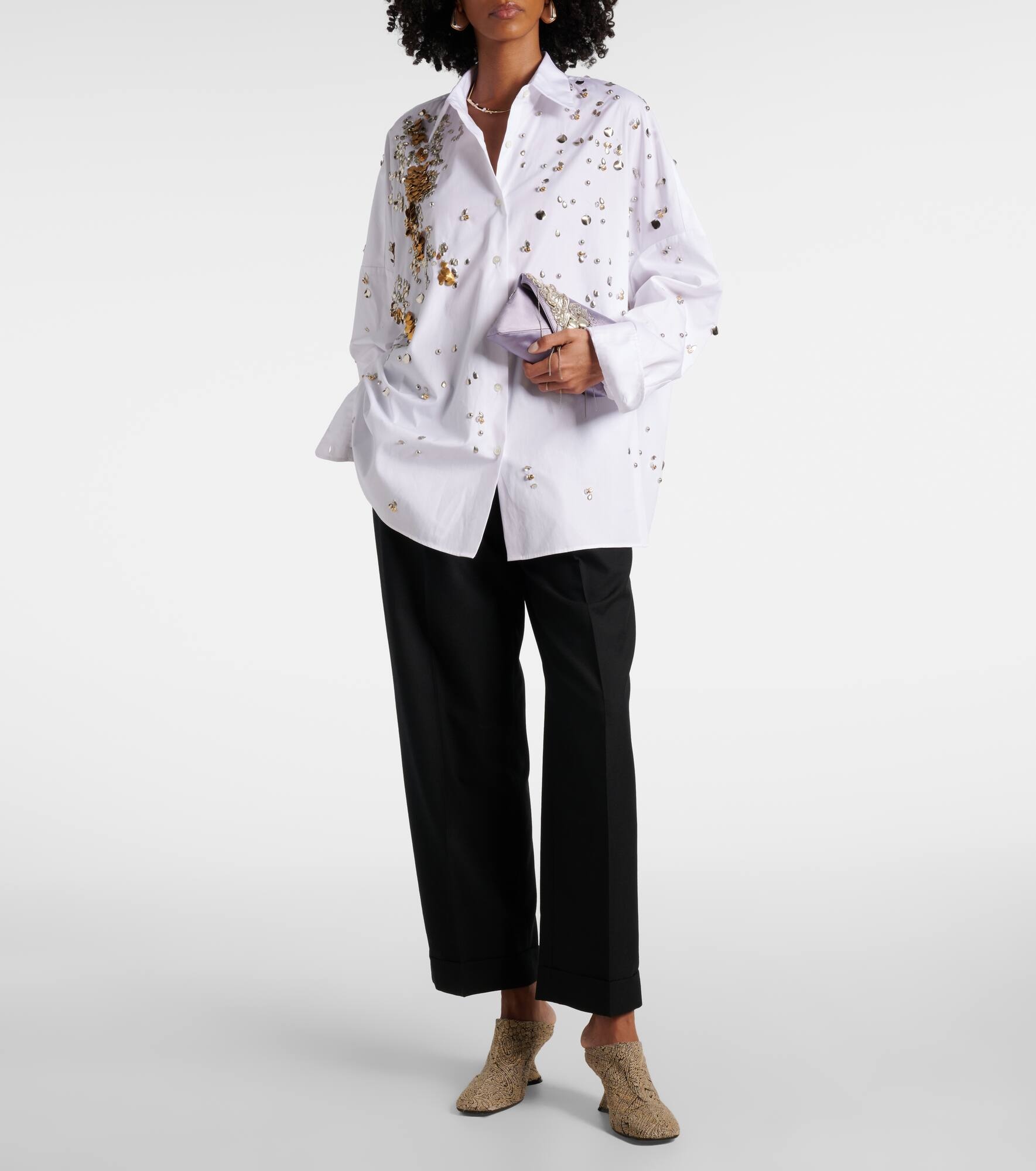 Jacquard wedge mules - 3