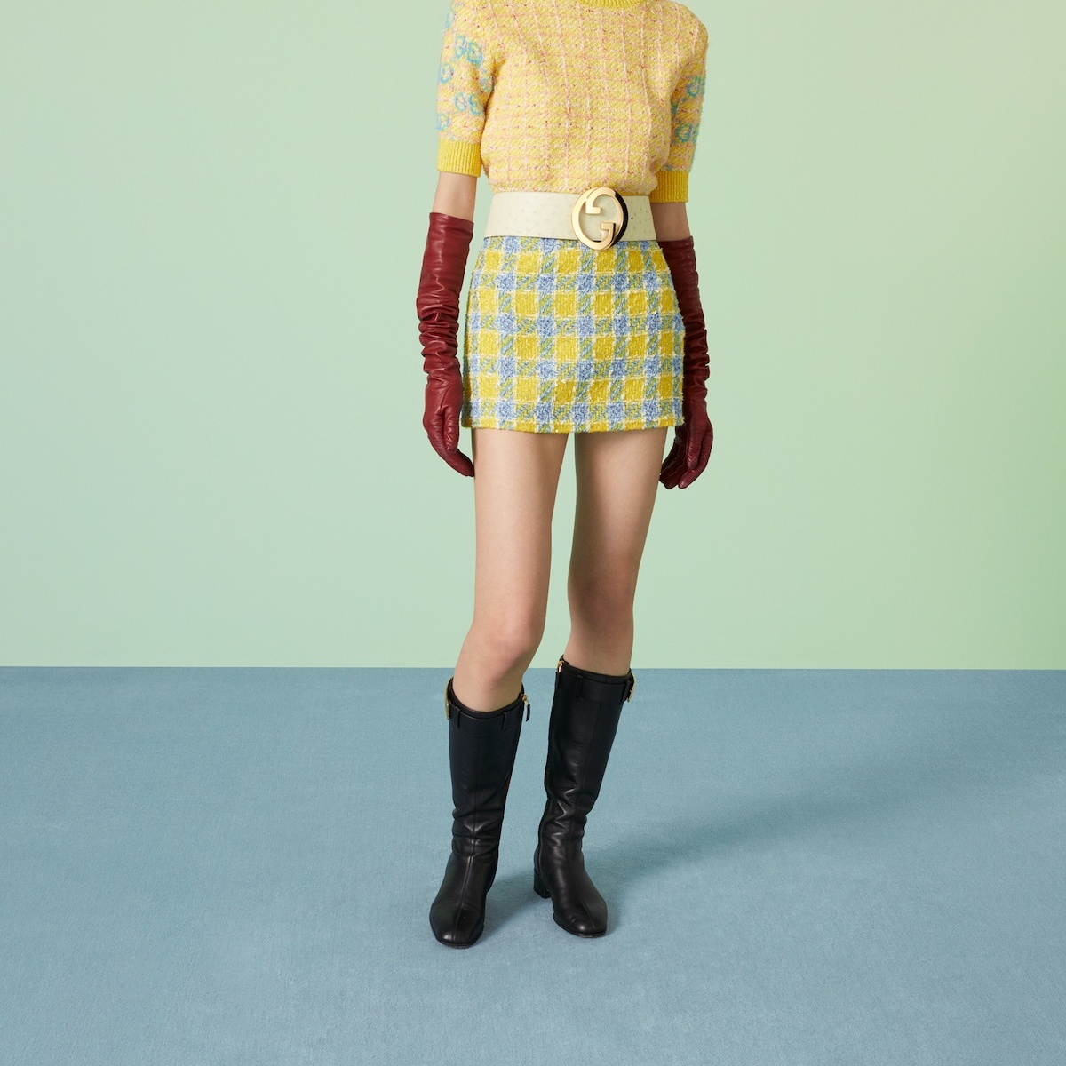Check lamé tweed skirt - 5