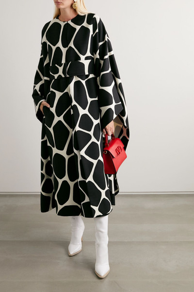 Valentino Belted printed wool-twill cape outlook