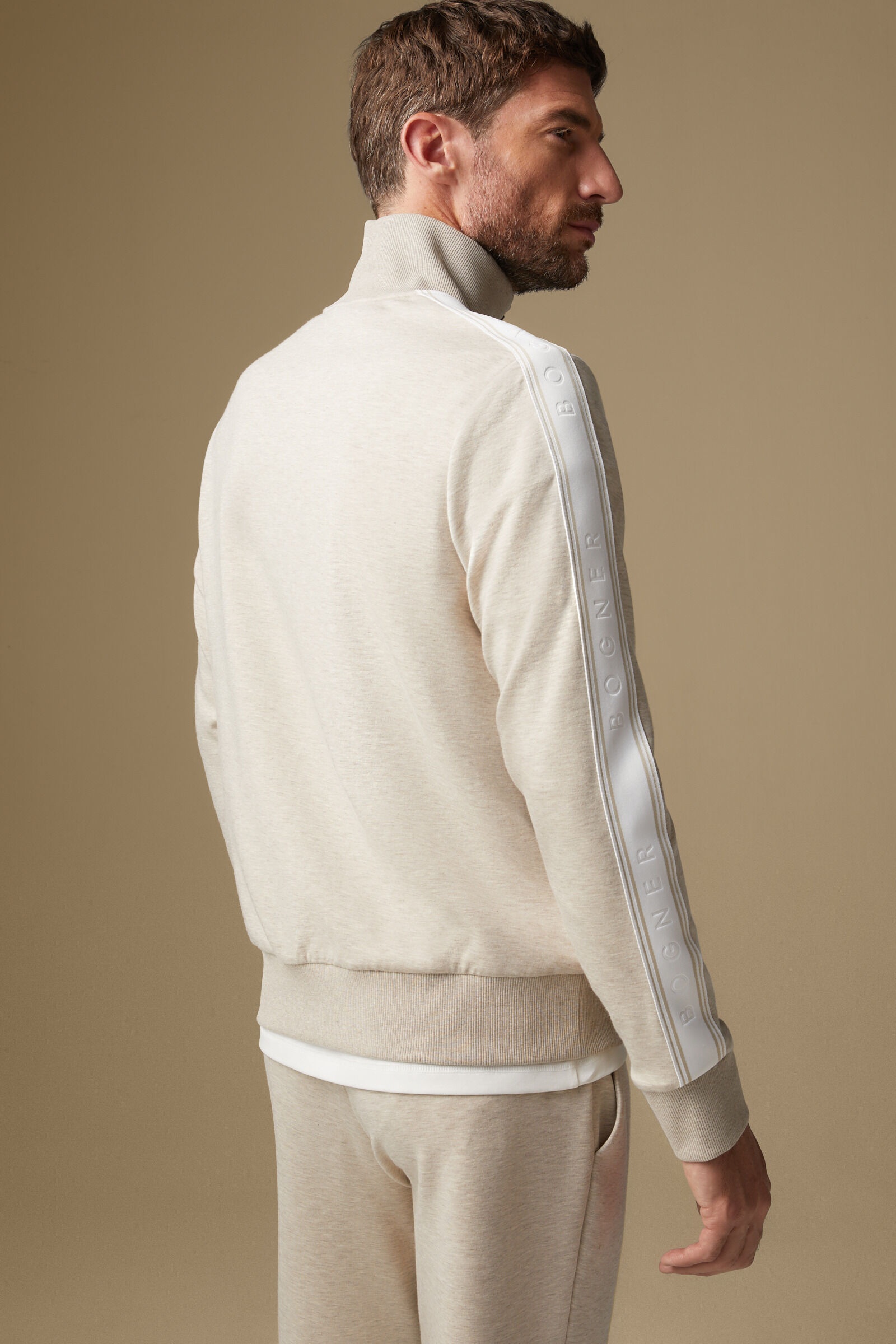 Jayden sweatshirt jacket in Beige - 3