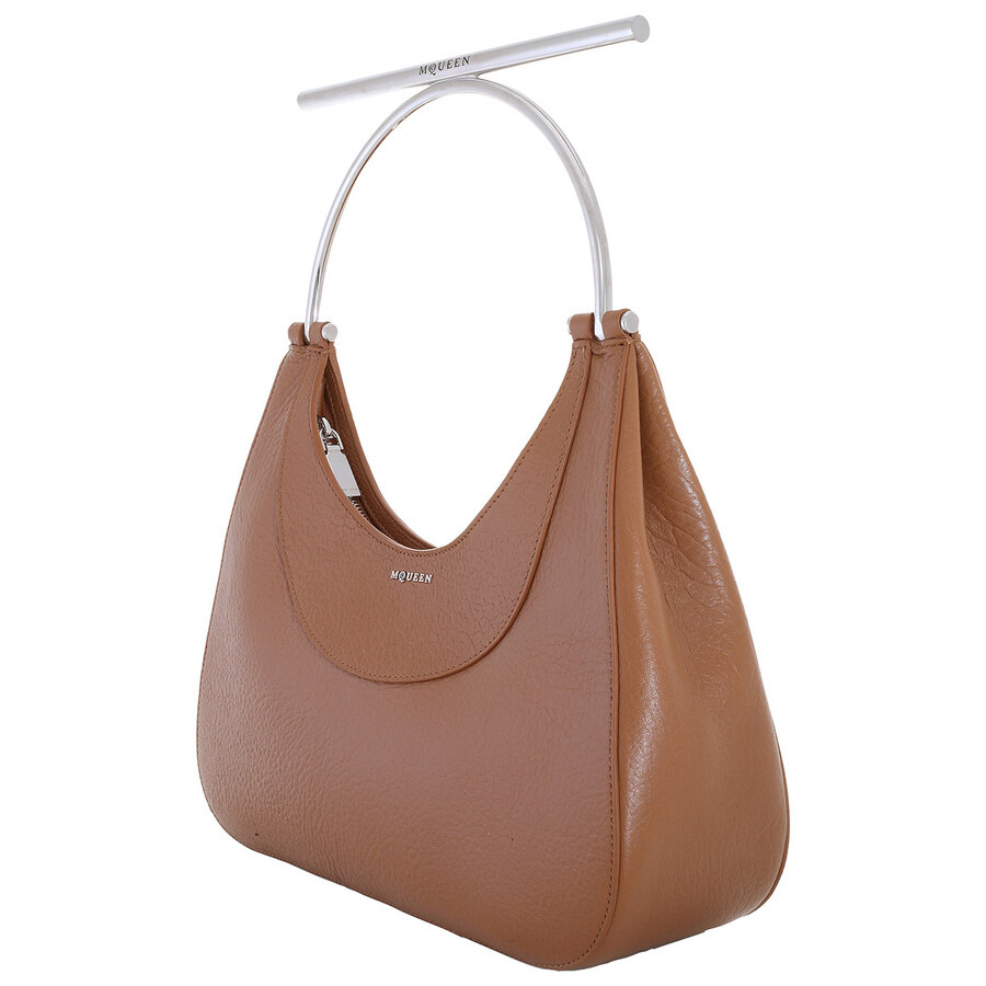 Alexander Mcqueen Ladies Pecan / Silver T-Bar Bag - 4