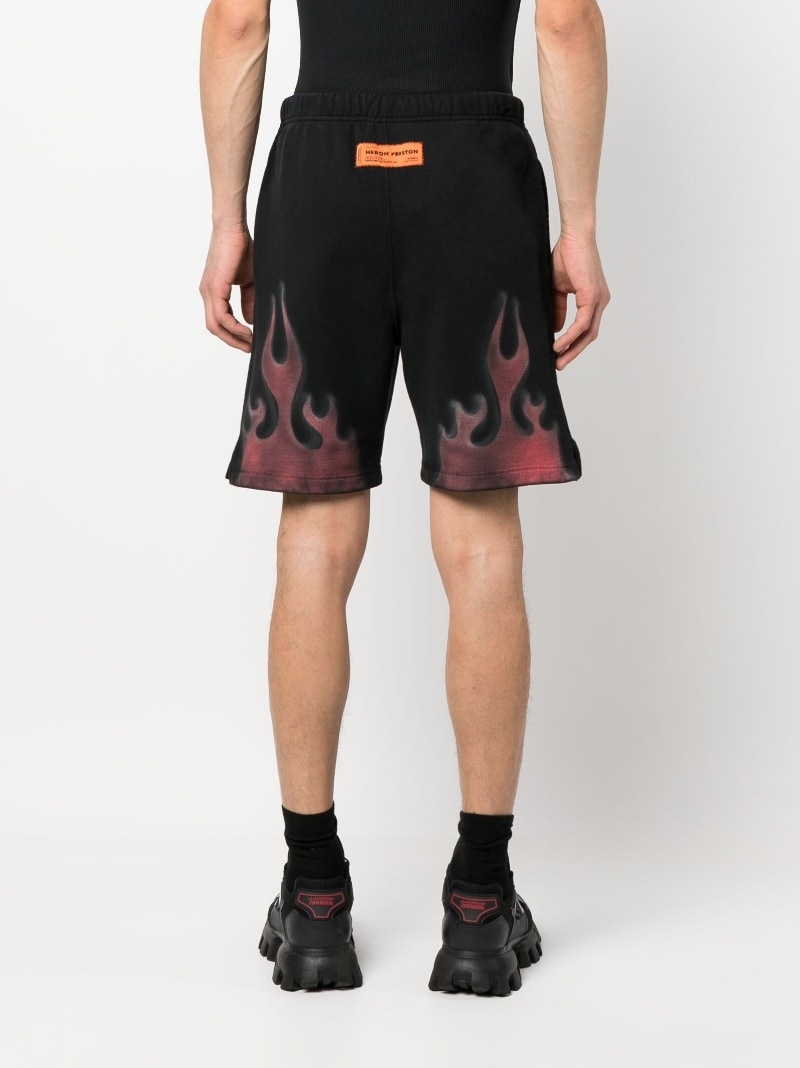 flame-print cotton shorts - 4