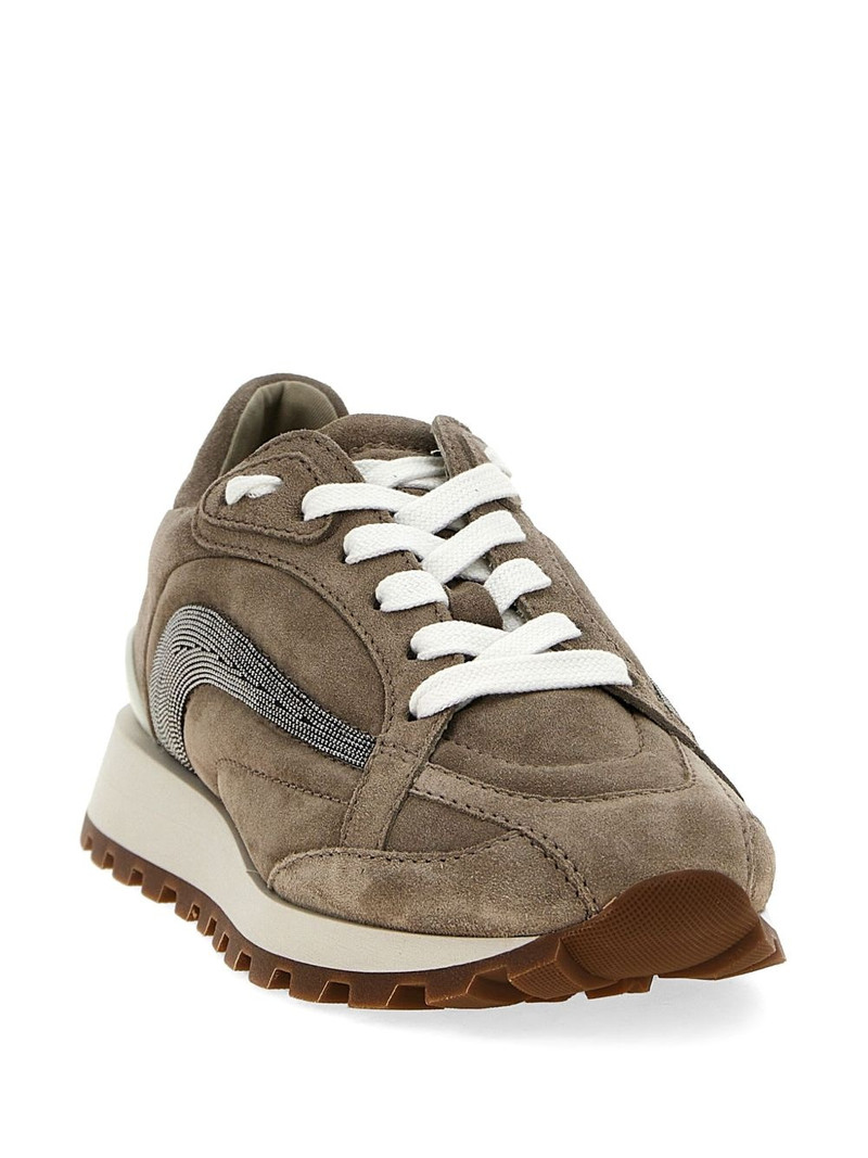 Brunello Cucinelli Monili-embellished suede sneakers outlook