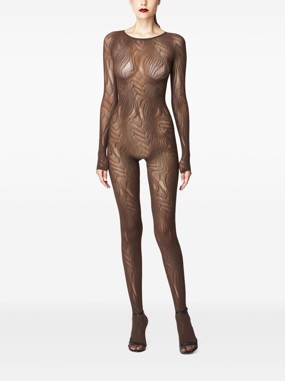 snake-pattern net catsuit - 2