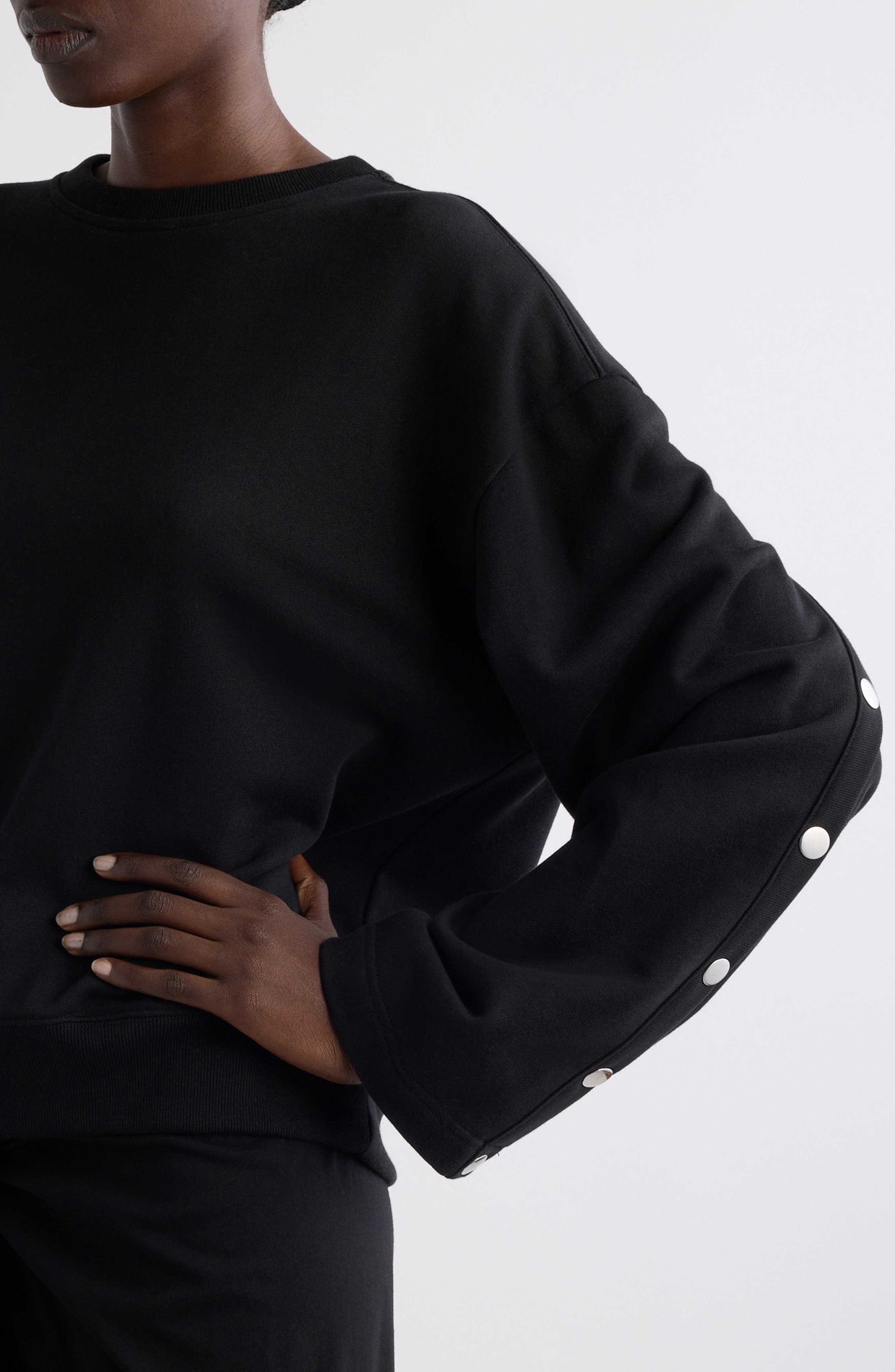 Dries Van Noten Snap Sleeve Sweatshirt in Black at Nordstrom - 6